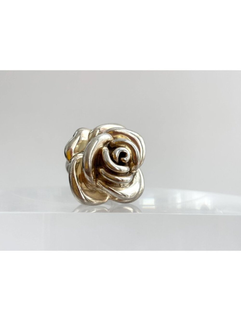 Blooming Rose Floral Beautiful Jumbo Sterling Silver 925 Vintage Ring - sz 7 - Picture 4 of 16